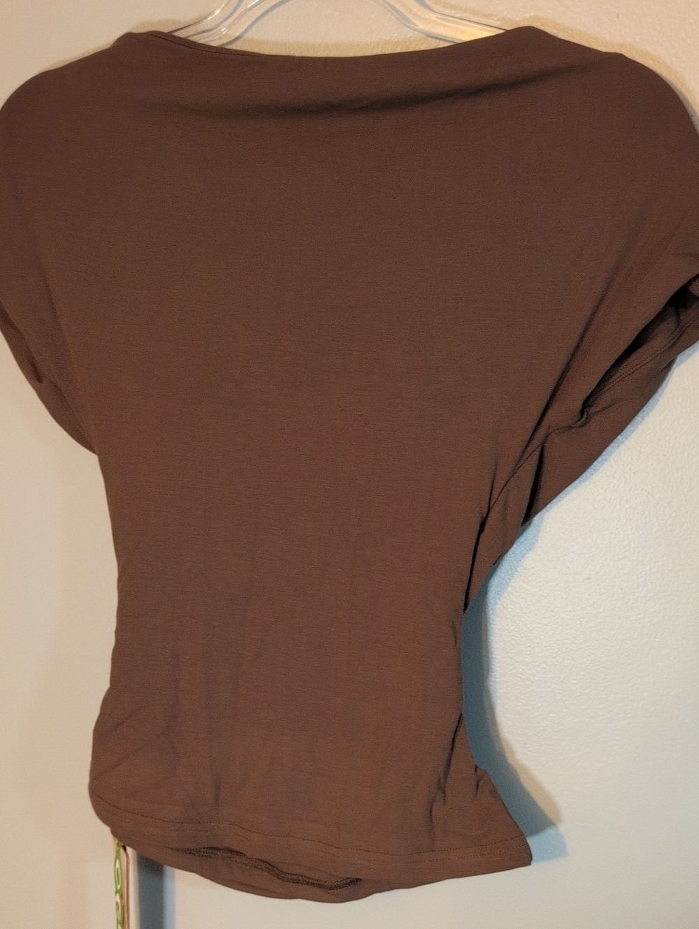 OGL Brown Draped Ruched V-Neck Top - Picture 4 of 5
